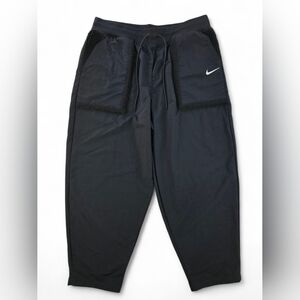 Nike Essential Woven High Waist Curve Nylon Fleece Track Pants Black Women XL